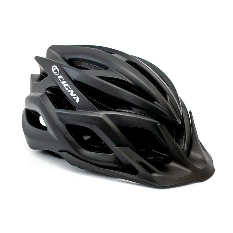 Шлем велосипедный с козырьком с габаритным фонарем LED CIGNA WT-059 черный М (54-57см)
